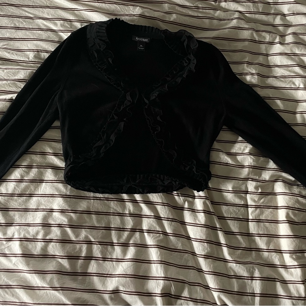 Black Ruffled Cardigan